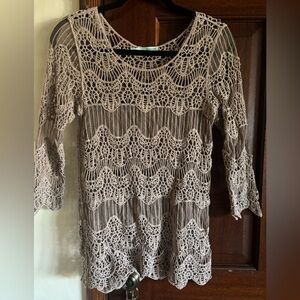 Maurices Beige Crochet Lace Top